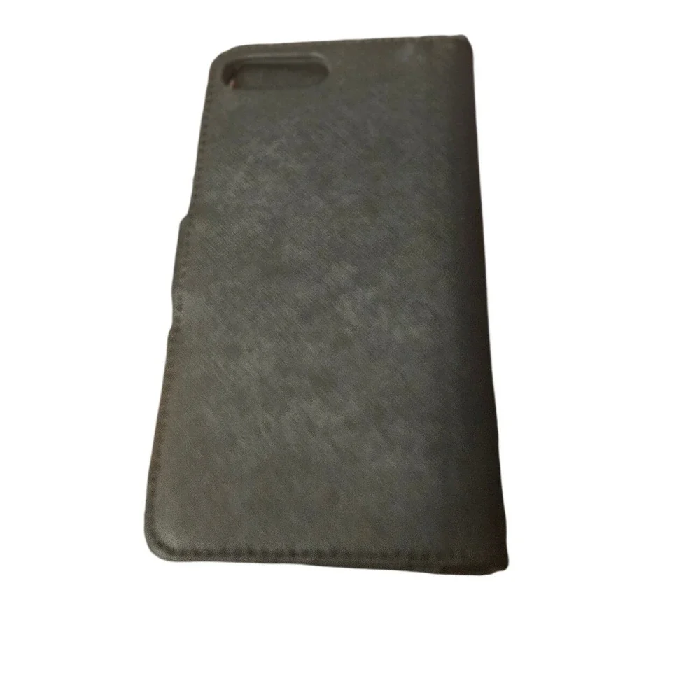 Michael Kors Black Saffiano Leather Folio Wallet Phone Case Gold Logo Hardware
